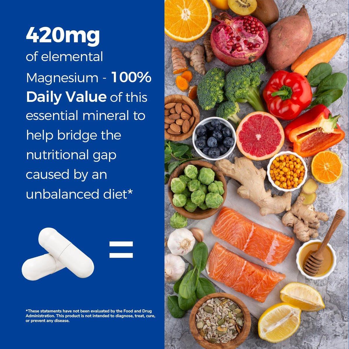 Vitalibre 10-in-1 Magnesium-Komplex, 420 mg elementares Magnesium | Ultra-Stärke, maximale Absorption | Chelat-Magnesium-Präparat für Nerven, Knochen & Herzgesundheit | Nicht-GVO, 120 vegane Kapseln