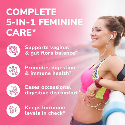 Vitalibre Probiotika für Frauen 100 Milliarden KBE 15 Stämme, Tägliches Probiotikum & Präbiotikum mit Organischer Cranberry zur Unterstützung der Vaginal-, Verdauungs- und Immungesundheit, Haltbar, 30 Vegane Kapseln
