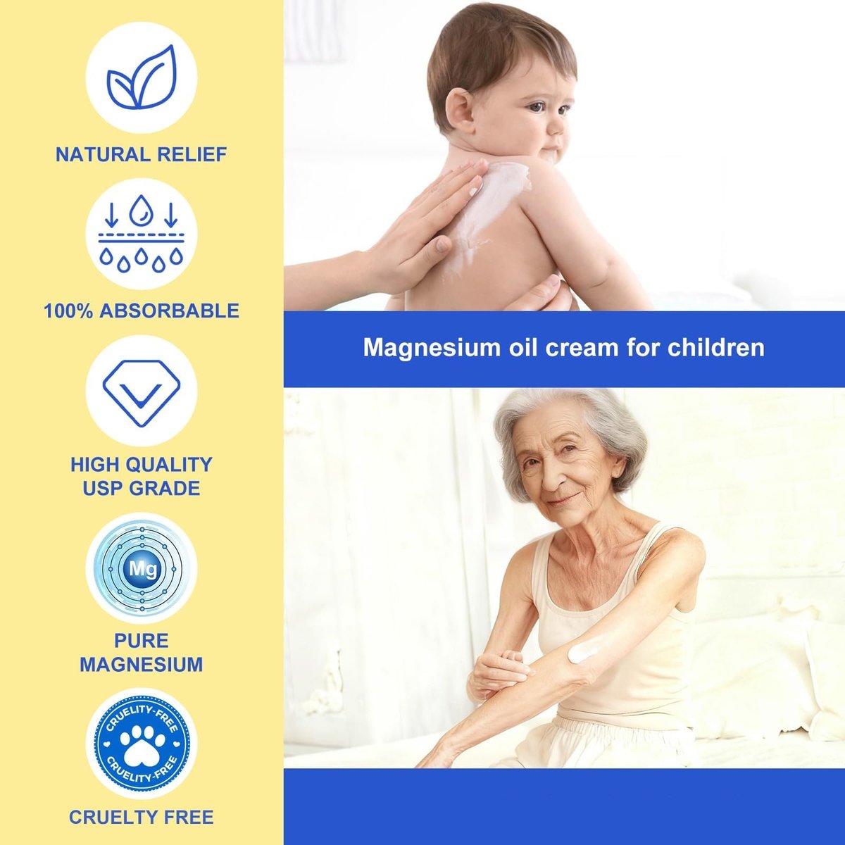 ReliCo Magnesium Creme für die Füße – Schnell einziehendes reines Magnesiumöl mit Vitamin E, Magnesiumlotion, sicher für Kinder, 1 Stück