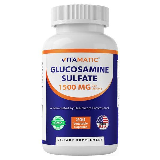 Vitamatic Glucosamin-Sulfat Nahrungsergänzungsmittel, 1500 mg, 120 Portionen, 240 Kapseln