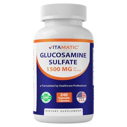 Vitamatic Glucosamin-Sulfat Nahrungsergänzungsmittel, 1500 mg, 120 Portionen, 240 Kapseln