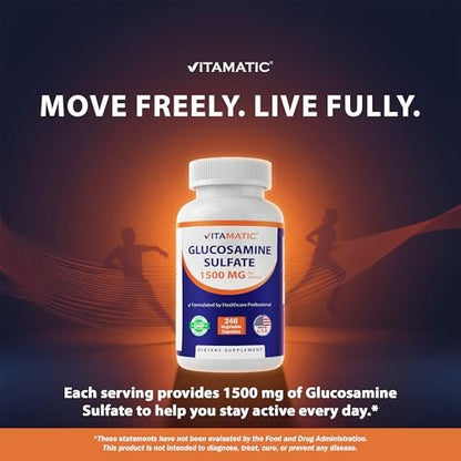 Vitamatic Glucosamin-Sulfat Nahrungsergänzungsmittel, 1500 mg, 120 Portionen, 240 Kapseln