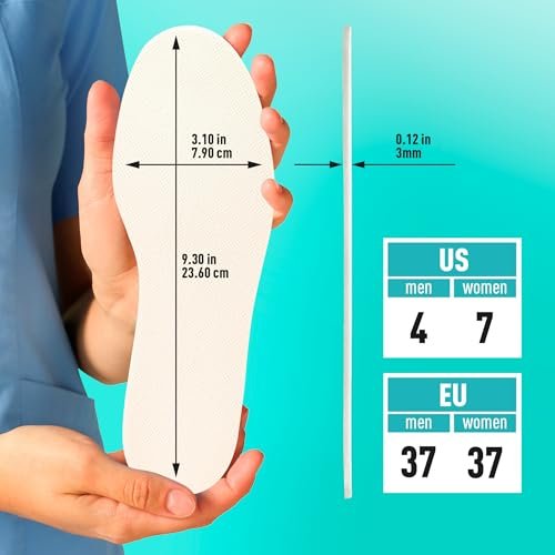 Comfwalk Schuhfüller-Einlage - Volle Länge Tägliche Latexschaum-Einlegesohlen, Schuh-Einlagen für zu große Schuhe, 3 Paare (EU 37, US Frauen 7 Männer 4)