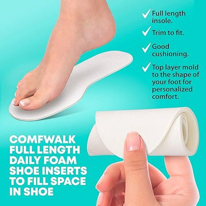Comfwalk Schuhfüller Einlegesohlen - Tägliche Latexschaum-Einlegesohlen für zu große Schuhe, 3 Paar (EU 45, US Herren 12)