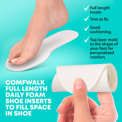 Comfwalk Schuhfüller Einlegesohlen - Tägliche Latexschaum-Einlegesohlen für zu große Schuhe, 3 Paar (EU 45, US Herren 12)