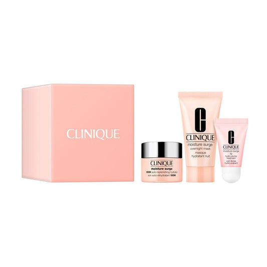 Clinique Hydration Heroes Geschenkset | Moisture Surge 100H Feuchtigkeitscreme | Moisture Surge Overnight Mask | Lippenpflege | Feuchtigkeitsspendend + Strahlender Teint | Inklusive 3 Reisegrößen