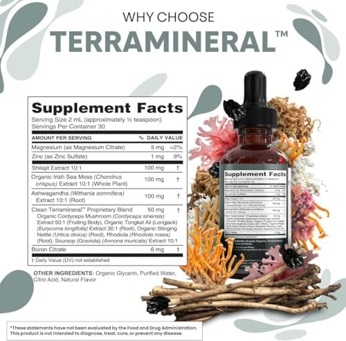 Clean Nutraceuticals Shilajit Drops Liquid | Shilajit Nahrungsergänzungsmittel für Männer und Frauen mit Seemoos, Ashwagandha, Zink, Magnesium, Bor, Fulvosäure – Himalaya-Shilajit für Energie, Vitalität und Ausdauer – 60 ml