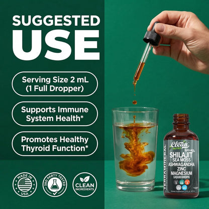 Clean Nutraceuticals Shilajit Drops Liquid | Shilajit Nahrungsergänzungsmittel für Männer und Frauen mit Seemoos, Ashwagandha, Zink, Magnesium, Bor, Fulvosäure – Himalaya-Shilajit für Energie, Vitalität und Ausdauer – 60 ml