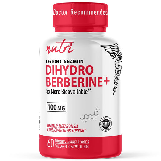 Nutri Dihydroberberin 100mg – 60 Kapseln mit 300mg Bio-Ceylon-Zimtextrakt – 54x bioverfügbarer als normales Berberin HCL – 3. Partei getestet – NSF-zertifizierte Einrichtung