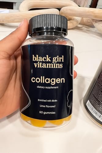 Black Girl Vitamins – Kollagen-Gummibärchen für Haut, Haare und Nägel mit Vitamin C, Vitamin E und Biotin, glutenfrei, Limette, 60 Stück