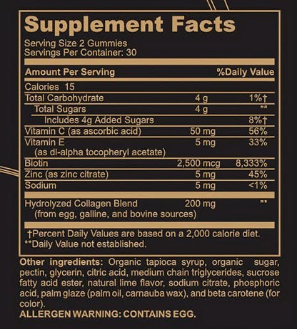 Black Girl Vitamins – Kollagen-Gummibärchen für Haut, Haare und Nägel mit Vitamin C, Vitamin E und Biotin, glutenfrei, Limette, 60 Stück