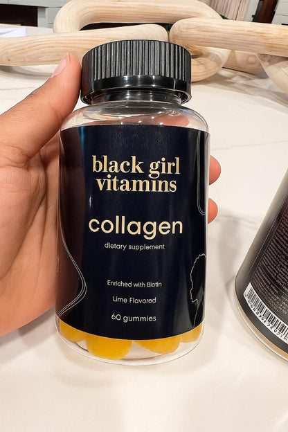 Black Girl Vitamins – Kollagen-Gummibärchen für Haut, Haare und Nägel mit Vitamin C, Vitamin E und Biotin, glutenfrei, Limette, 60 Stück