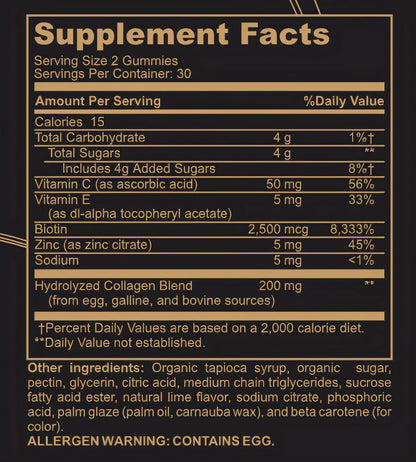 Black Girl Vitamins – Kollagen-Gummibärchen für Haut, Haare und Nägel mit Vitamin C, Vitamin E und Biotin, glutenfrei, Limette, 60 Stück