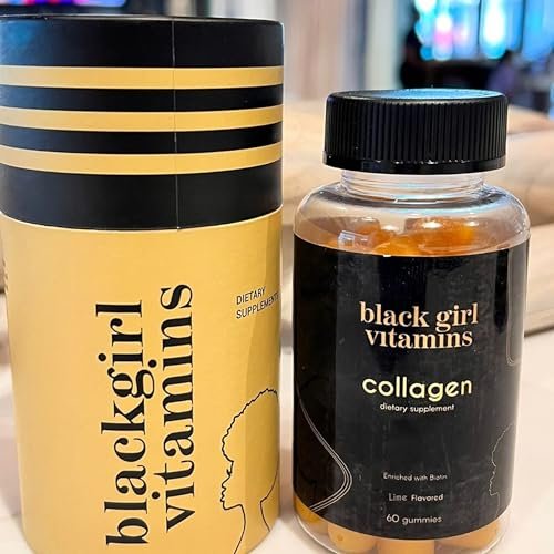 Black Girl Vitamins – Kollagen-Gummibärchen für Haut, Haare und Nägel mit Vitamin C, Vitamin E und Biotin, glutenfrei, Limette, 60 Stück