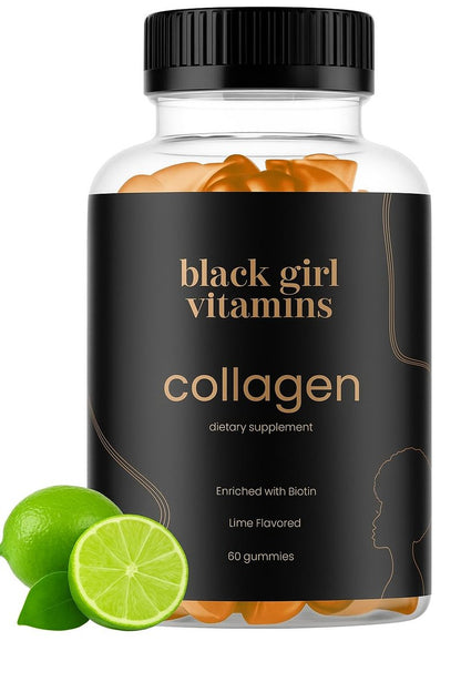 Black Girl Vitamins – Kollagen-Gummibärchen für Haut, Haare und Nägel mit Vitamin C, Vitamin E und Biotin, glutenfrei, Limette, 60 Stück