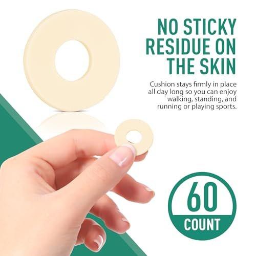 Comfwalk Hornhaut-Pads, 60 Stück, verhindert Hornhaut, Hühneraugen, Blasen und Mückenstiche an den Füßen durch Druck und Reibung, runder weicher Schaumstoff, beige hautfarben (Normal für den Fuß)
