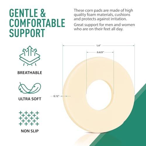 Comfwalk Hornhaut-Pads, 60 Stück, verhindert Hornhaut, Hühneraugen, Blasen und Mückenstiche an den Füßen durch Druck und Reibung, runder weicher Schaumstoff, beige hautfarben (Normal für den Fuß)