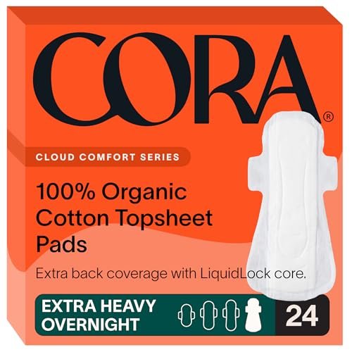Cora 100% Bio-Baumwoll-Oberlage Binden Extra Stark für die Nacht (24 Stück)