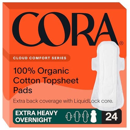 Cora 100% Bio-Baumwoll-Oberlage Binden Extra Stark für die Nacht (24 Stück)