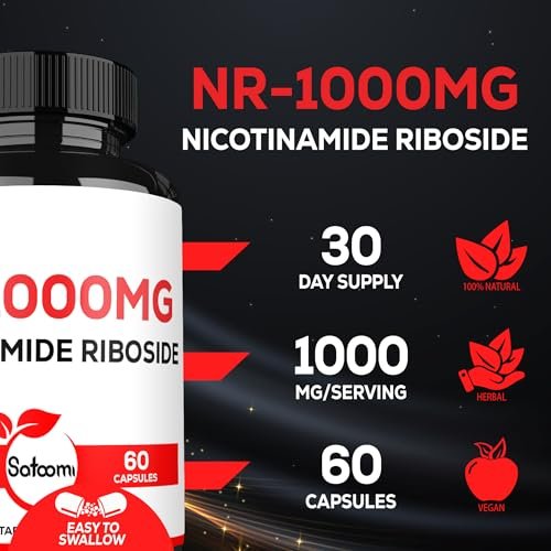 Satoomi NAD Nicotinamid Ribosid – NR 1000 mg Nahrungsergänzungsmittel, 60 Kapseln für 30 Tage