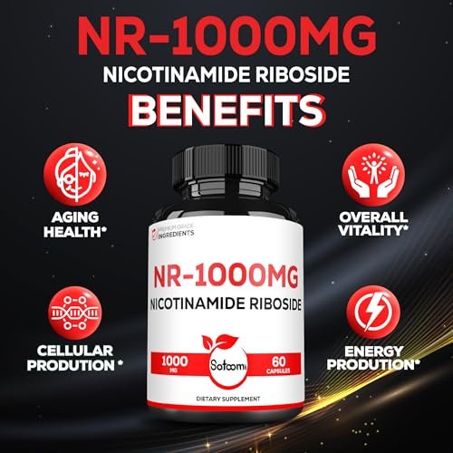 Satoomi NAD Nicotinamid Ribosid – NR 1000 mg Nahrungsergänzungsmittel, 60 Kapseln für 30 Tage