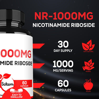 Satoomi NAD Nicotinamid Ribosid – NR 1000 mg Nahrungsergänzungsmittel, 60 Kapseln für 30 Tage