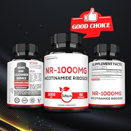 Satoomi NAD Nicotinamid Ribosid – NR 1000 mg Nahrungsergänzungsmittel, 60 Kapseln für 30 Tage