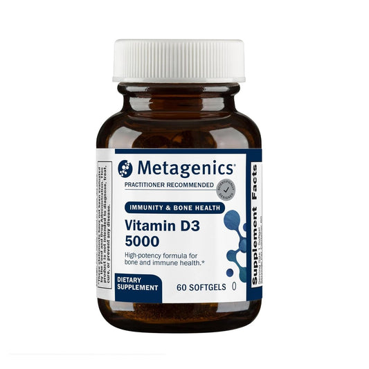 Metagenics Vitamin D3 5000 IE – Hochdosierte Weichkapseln für Immunsystem, Knochen- und Herzgesundheit – 125 µg Cholecalciferol in Kokosöl – Non-GMO, glutenfrei – 60 Stück