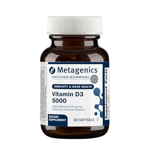 Metagenics Vitamin D3 5000 IE – Hochdosierte Weichkapseln für Immunsystem, Knochen- und Herzgesundheit – 125 µg Cholecalciferol in Kokosöl – Non-GMO, glutenfrei – 60 Stück