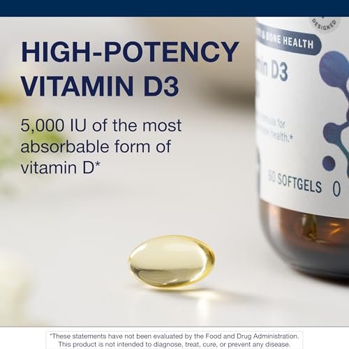 Metagenics Vitamin D3 5000 IE – Hochdosierte Weichkapseln für Immunsystem, Knochen- und Herzgesundheit – 125 µg Cholecalciferol in Kokosöl – Non-GMO, glutenfrei – 60 Stück