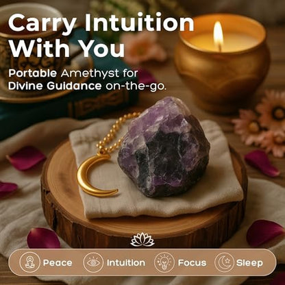 Anima Premium Amethyst Kristall Set für Frieden, Tiefschlaf & Intuition – Authentische Tiefviolette Amethyst-Geode, Turm und Rohkristall aus Brasilien in Holzgeschenkbox – Verantwortungsvoll bezogen