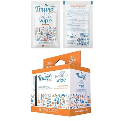 Handdesinfektionstücher für unterwegs – 15 einzeln verpackte Tücher | Duftfrei, feuchtigkeitsspendend, 70% Isopropylalkohol | Für Reisen, Zuhause, Büro, täglichen Gebrauch | Hergestellt in den USA