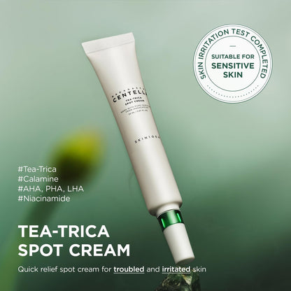 SKIN1004 Tea-Trica Spot Cream – Gezielte Pflege mit Centella Asiatica & Teebaumöl, Gesichtscreme zur Beruhigung von Problemzonen, Cica-Creme für einen klaren Teint, Koreanische Hautpflege, 20 ml