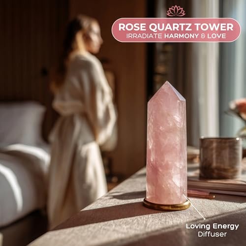 Anima Premium Rosenquarz Kristall Set für Liebe, Heilung & Harmonie – Authentischer Madagaskar Rosenquarz Herzstein, Turm & Rohkristall in eleganter Holzgeschenkbox – verantwortungsvoll beschafft