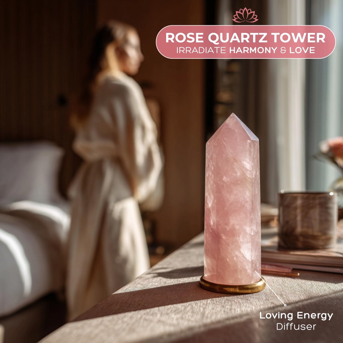 Anima Premium Rosenquarz Kristall Set für Liebe, Heilung & Harmonie – Authentischer Madagaskar Rosenquarz Herzstein, Turm & Rohkristall in eleganter Holzgeschenkbox – verantwortungsvoll beschafft