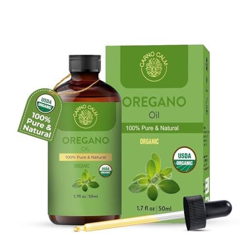 Carno Calm Bio Oregano Öl 50 ml – USDA Bio Oreganoöl mit 60 % Carvacrol & Thymochinon | Pflanzliche Immununterstützung für die Erhaltung der Gesundheit – 1,7 fl oz