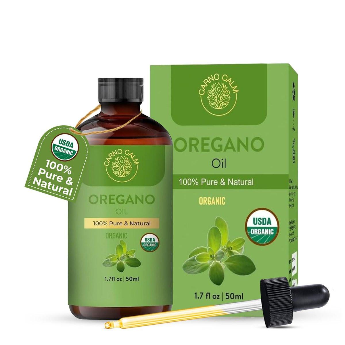 Carno Calm Bio Oregano Öl 50 ml – USDA Bio Oreganoöl mit 60 % Carvacrol & Thymochinon | Pflanzliche Immununterstützung für die Erhaltung der Gesundheit – 1,7 fl oz