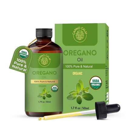 Carno Calm Bio Oregano Öl 50 ml – USDA Bio Oreganoöl mit 60 % Carvacrol & Thymochinon | Pflanzliche Immununterstützung für die Erhaltung der Gesundheit – 1,7 fl oz