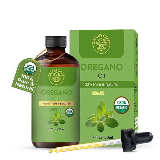 Carno Calm Bio Oregano Öl 50 ml – USDA Bio Oreganoöl mit 60 % Carvacrol & Thymochinon | Pflanzliche Immununterstützung für die Erhaltung der Gesundheit – 1,7 fl oz