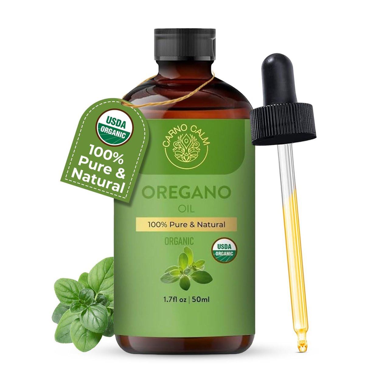 Carno Calm Bio Oregano Öl 50 ml – USDA Bio Oreganoöl mit 60 % Carvacrol & Thymochinon | Pflanzliche Immununterstützung für die Erhaltung der Gesundheit – 1,7 fl oz