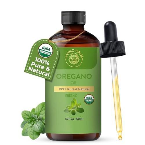Carno Calm Bio Oregano Öl 50 ml – USDA Bio Oreganoöl mit 60 % Carvacrol & Thymochinon | Pflanzliche Immununterstützung für die Erhaltung der Gesundheit – 1,7 fl oz