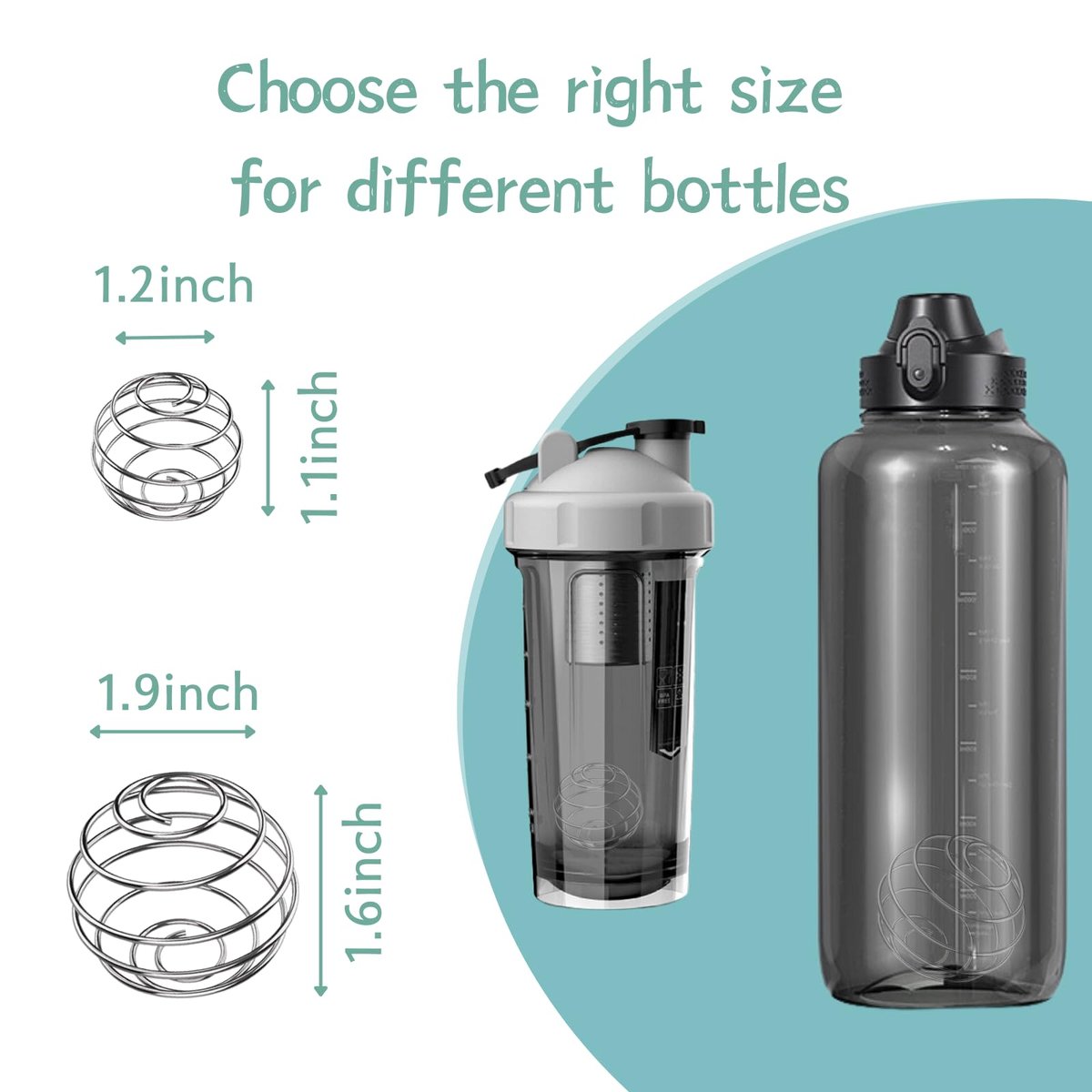 KASBEE Shaker Balls, 304 Edelstahl Mixer Balls für Shaker Cups, 1,2 Zoll und 1,9 Zoll, 3er-Pack