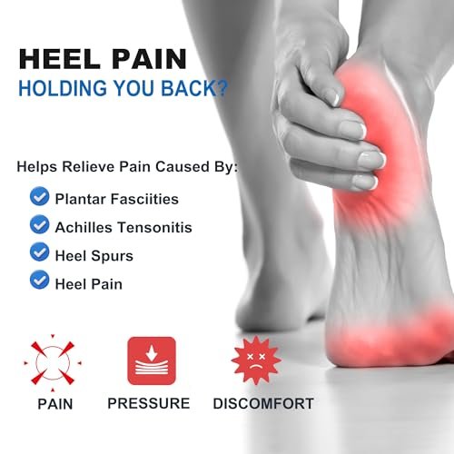 Gel-Fersenpolster zur Schmerzlinderung – Stoßdämpfende Silikoneinlagen bei Plantarfasziitis & Achillessehnenentzündung – Gepolsterte Fersenstützkissen für ganztägiges Stehen (2 Paare, Größe L)