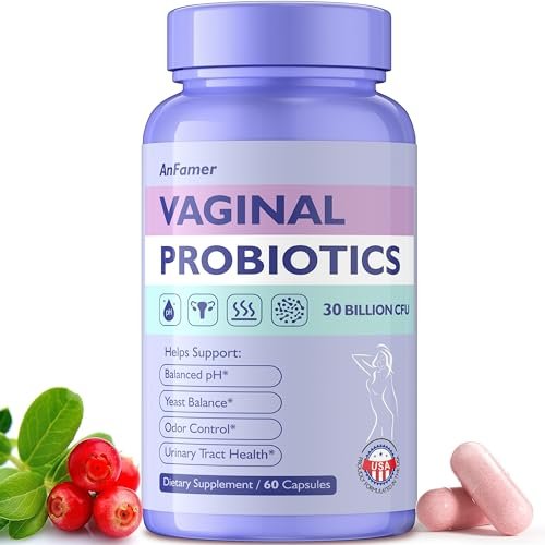 AnFamer Vaginale Probiotika für Frauen – pH-Gleichgewicht, gesunder Geruch & Flora, Harnwegsgesundheit mit Präbiotika & Lactobacillus-Mischung, 30 Milliarden KBE, 60 Kapseln