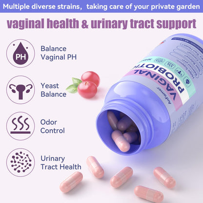 AnFamer Vaginale Probiotika für Frauen – pH-Gleichgewicht, gesunder Geruch & Flora, Harnwegsgesundheit mit Präbiotika & Lactobacillus-Mischung, 30 Milliarden KBE, 60 Kapseln
