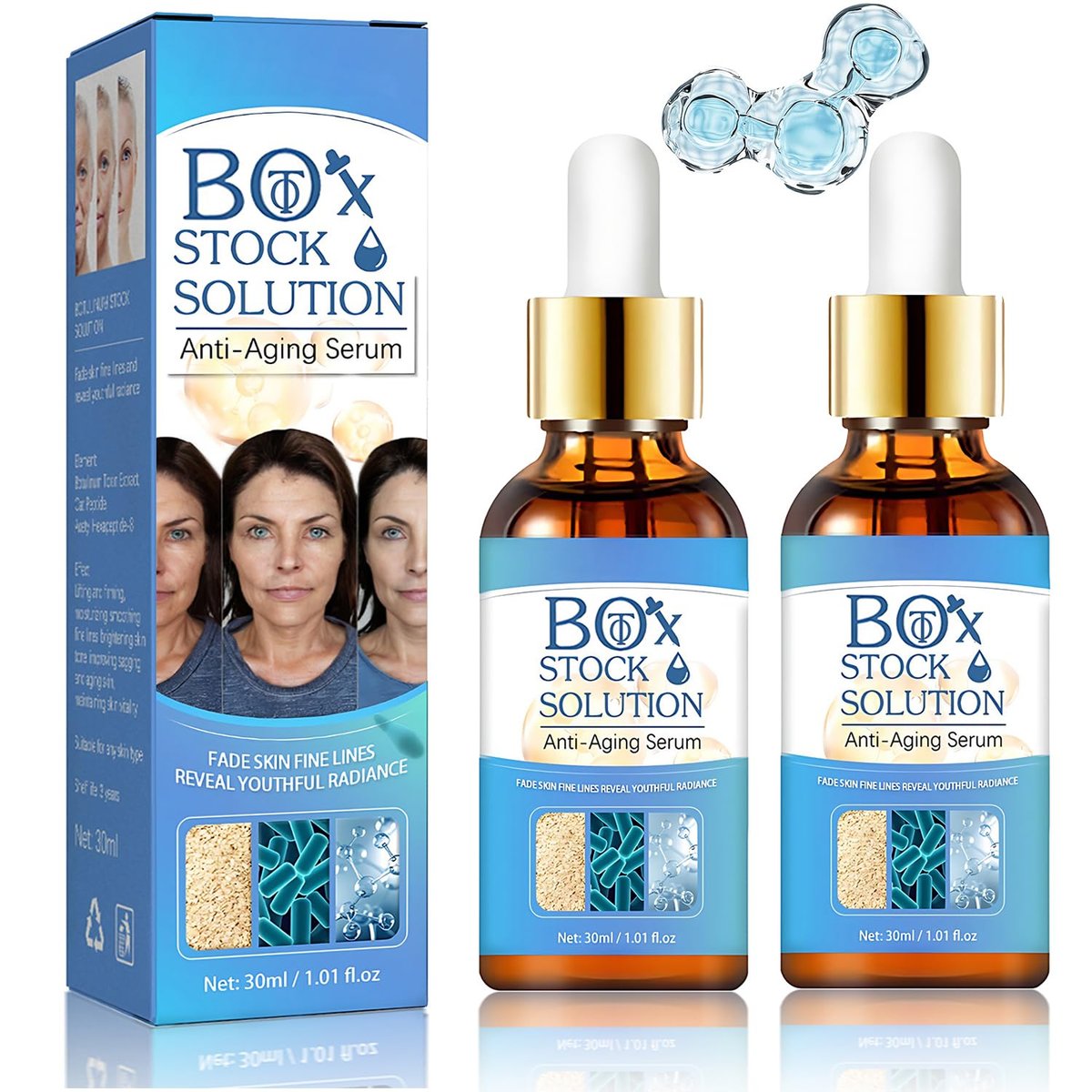 2Box Stock Solution Gesichtsserum – Anti-Aging-Gesichtsserum für Frauen mit Feuchtigkeitspflege, feinen Linien und Kollagenunterstützung (2er-Pack)