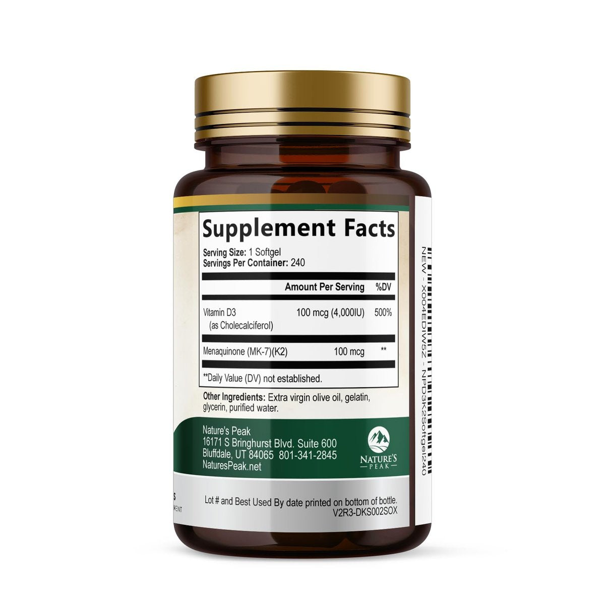 D3 K2 Vitamin - Vitamin D3 4000 IE pro Weichkapsel - Hochdosiertes Vitamin D3 Präparat - 2-in-1 Komplex Vitamin D & Vitamin K2 (MK7) - Leicht zu schlucken, Knochen- & Immununterstützung - Hergestellt in den USA - 240 Weichkapseln