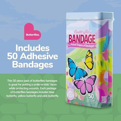 BioSwiss Butterfly Pflaster, selbstklebende Wundversorgung, 50 Stück in Metalldose, latexfrei, steril