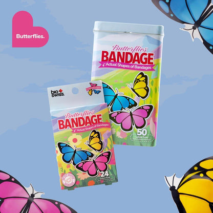 BioSwiss Butterfly Pflaster, selbstklebende Wundversorgung, 50 Stück in Metalldose, latexfrei, steril