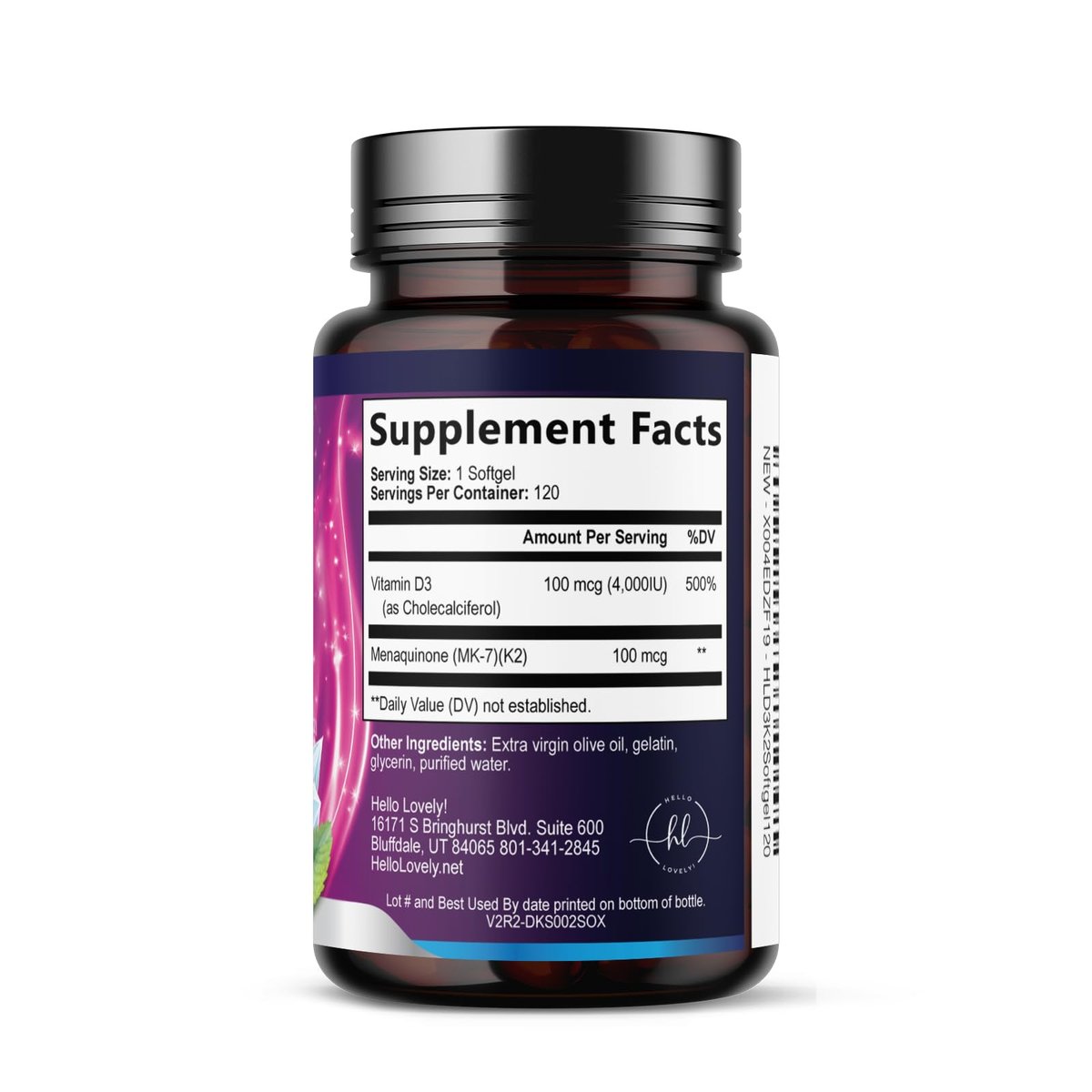 Vitamin D3 4000IU mit K2 (MK-7) - D3K2 Komplex für Knochen, Zähne, Muskeln, Calciumaufnahme, Immunsystem & Herzgesundheit - Hergestellt in den USA - 120 Softgels